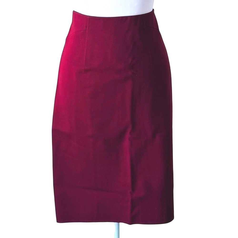 Ann Taylor Pencil Skirt Maroon Stretch Work Office Sz S